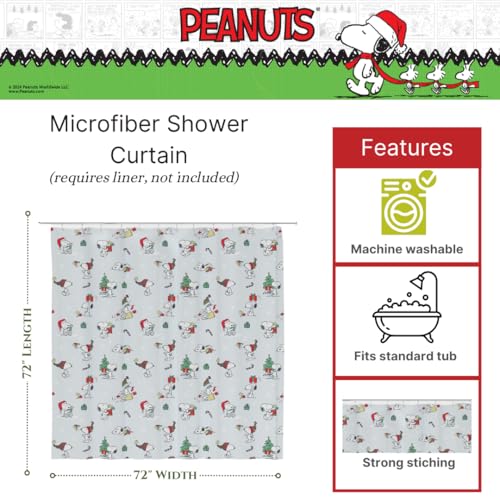 Franco Peanuts Holiday Christmas Bath 13Piece Shower Curtain Set 72 x 72 Inch Fabric Curtain with Hooks Bathroom Decor Machine Washable 100 Officially Licensed Product by Franco Collectibles - Image 3