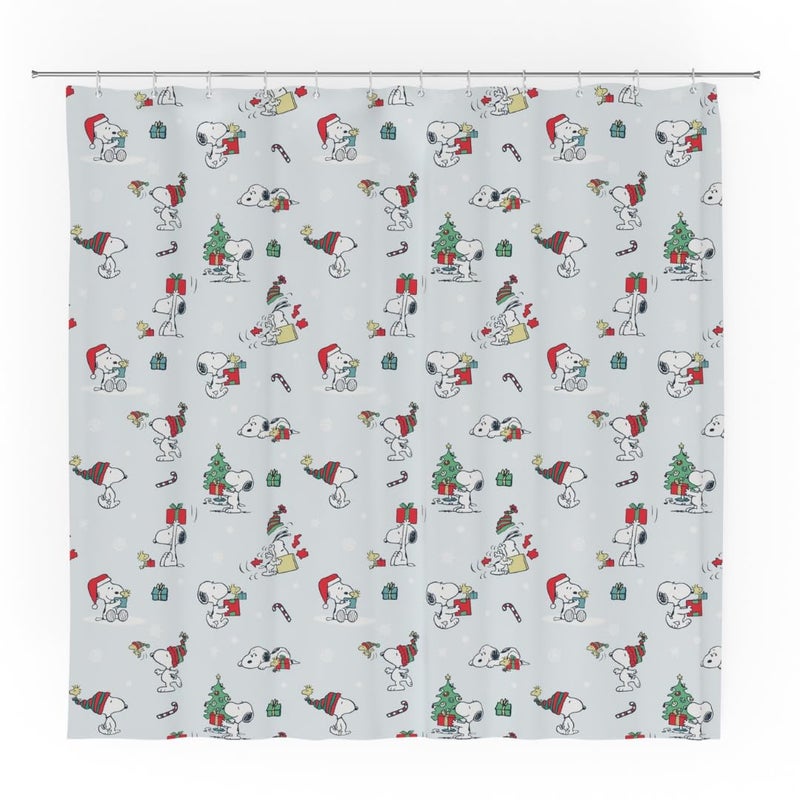 Franco Peanuts Holiday Christmas Bath 13Piece Shower Curtain Set 72 x 72 Inch Fabric Curtain with Hooks Bathroom Decor Machine Washable 100 Officially Licensed Product by Franco Collectibles - Image 2