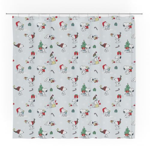 Franco Peanuts Holiday Christmas Bath 13Piece Shower Curtain Set 72 x 72 Inch Fabric Curtain with Hooks Bathroom Decor Machine Washable 100 Officially Licensed Product by Franco Collectibles - Image 1