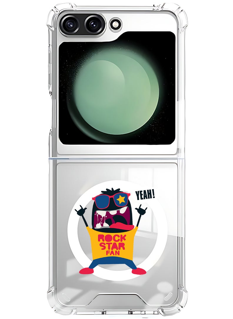 Theodor Magnetic Case for Samsung Galaxy Z Flip 6 Compatible with MagSafe Wireless Charging, Shockproof Phone Bumper Cover Rock Star Fan - Image 1