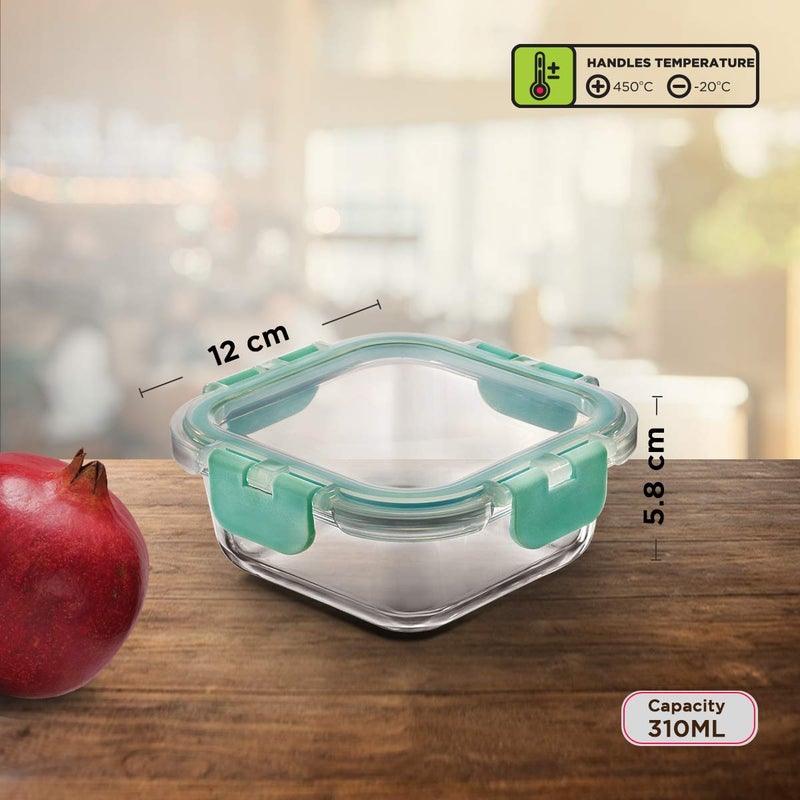 Allo Allo FoodSafe Glass Containers with Lids,Lunch Boxes for Office with Break Free Lock,Microwave Safe Containers,Borosilicate Meal Prep Glass Food Storage Containers for Kitchen,Set of 2,310ml,Green  - Image 5
