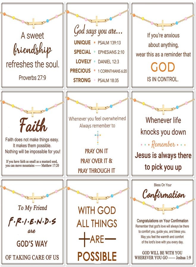 CASDAN 9pcs Cross Bracelets for Women Adjustable Dainty Cross Bracelet Stainless Steel Christian Religious - Image 1