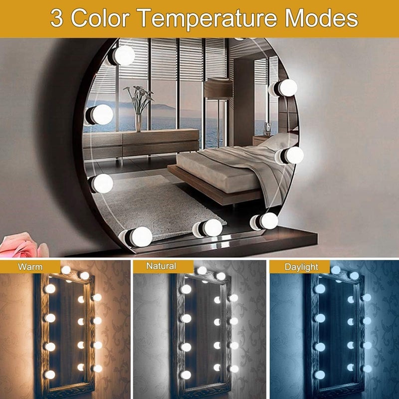 Hollywood Style LED Vanity Mirror Lights Kit with 10 Dimmable Light Bulbs For Makeup Dressing Table and Power Supply Plug in Lighting Fixture strip Vanity Mirror Light White - Image 5