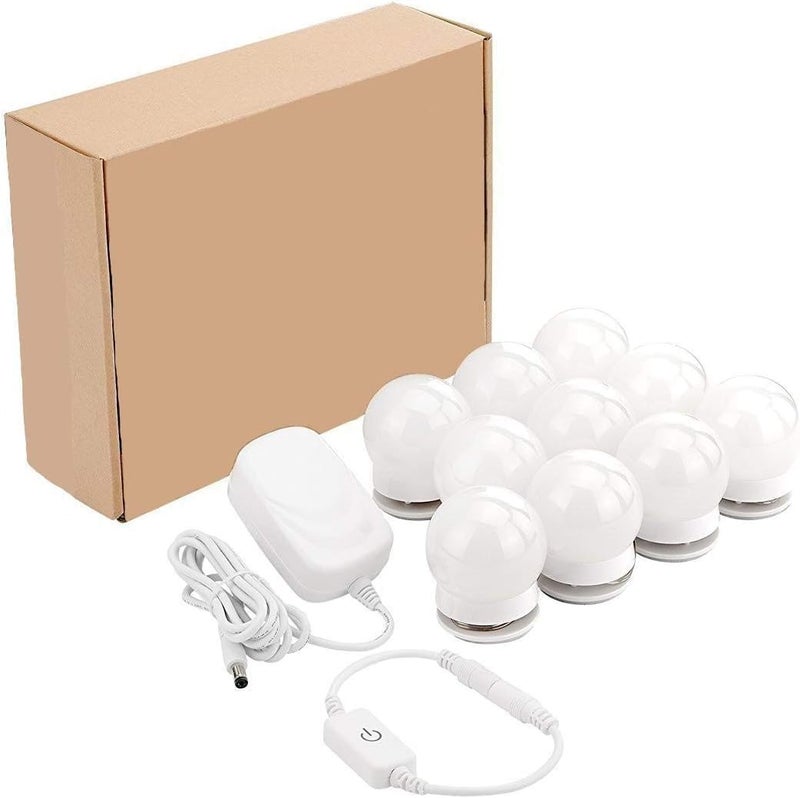 Hollywood Style LED Vanity Mirror Lights Kit with 10 Dimmable Light Bulbs For Makeup Dressing Table and Power Supply Plug in Lighting Fixture strip Vanity Mirror Light White - Image 1