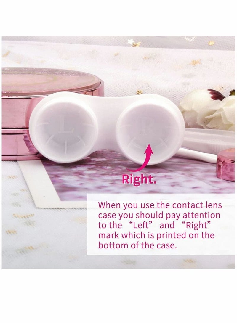 NIBEMINENT Pupil Box, Contact Lens Case, Bling Stars Colored Case Holder, Cute Travel With Mirror, Tweezers And Remover Tool, Container Storage Kit,b for Girls (Pink)  - Image 2