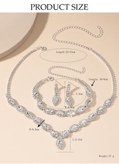 DUNISO 3Piece Necklace Bracelet and Earrings Set Full Diamond Necklace Crystal Earrings Wedding Bridal Bridesmaid Costume Jewelry Set for Women and Girls Dress Accessories  - Image 3