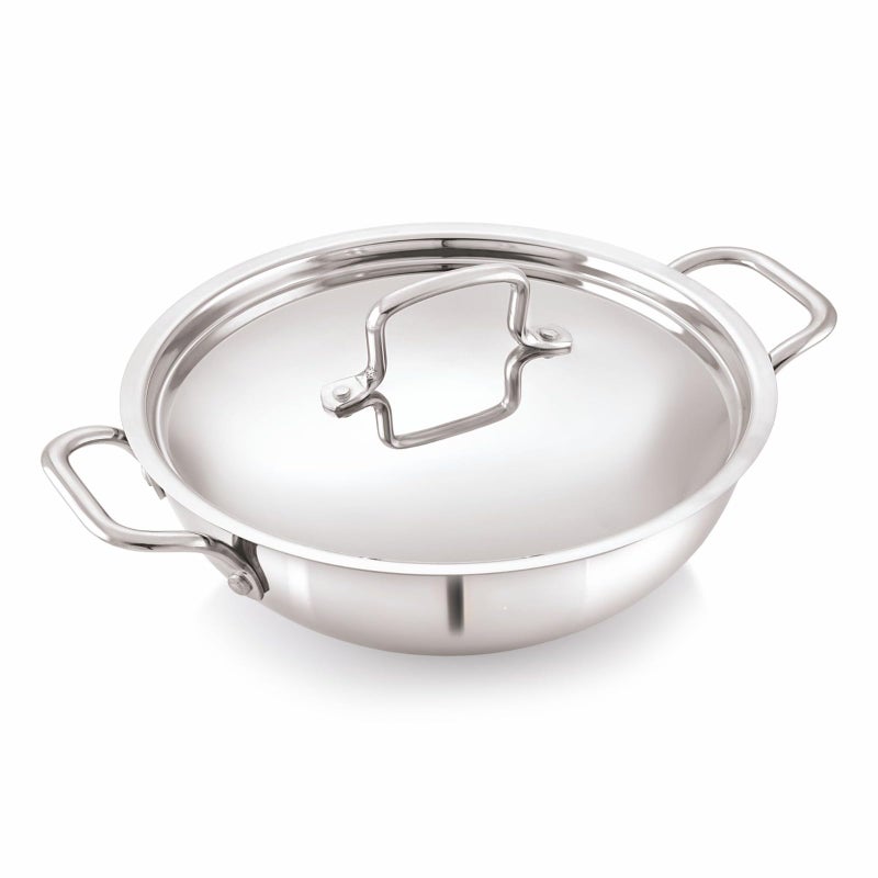 American Standard AMERICANSTANDARD Premium Triply Stainless Steel Extra Deep Kadai with Stainless Steel Lid Available in Sizes from 18CM to 28CM, Silver (Induction and All Gas Stove Friendly) 1.6 LTR (20 CM) - Image 1