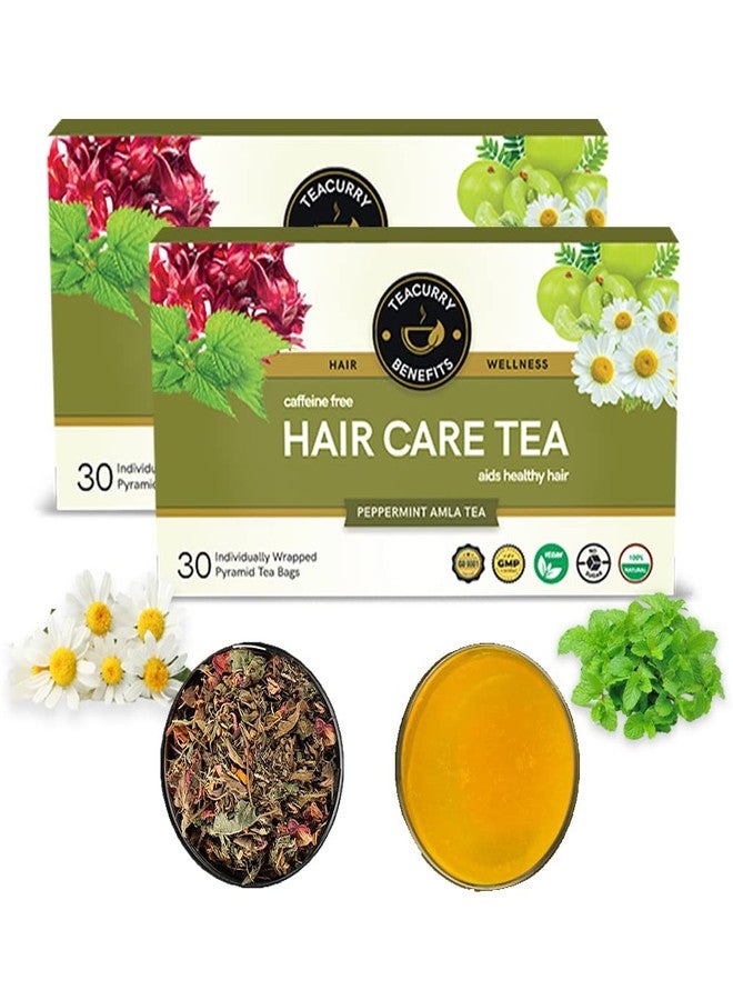 TEACURRY Hair Tea (2 Months Pack, 60 Tea Bags) - Helps with Shine, Hair Growth, Repair & Strength - Hair Fall Tea for Women Men - Healthy Hair Tea - Image 1