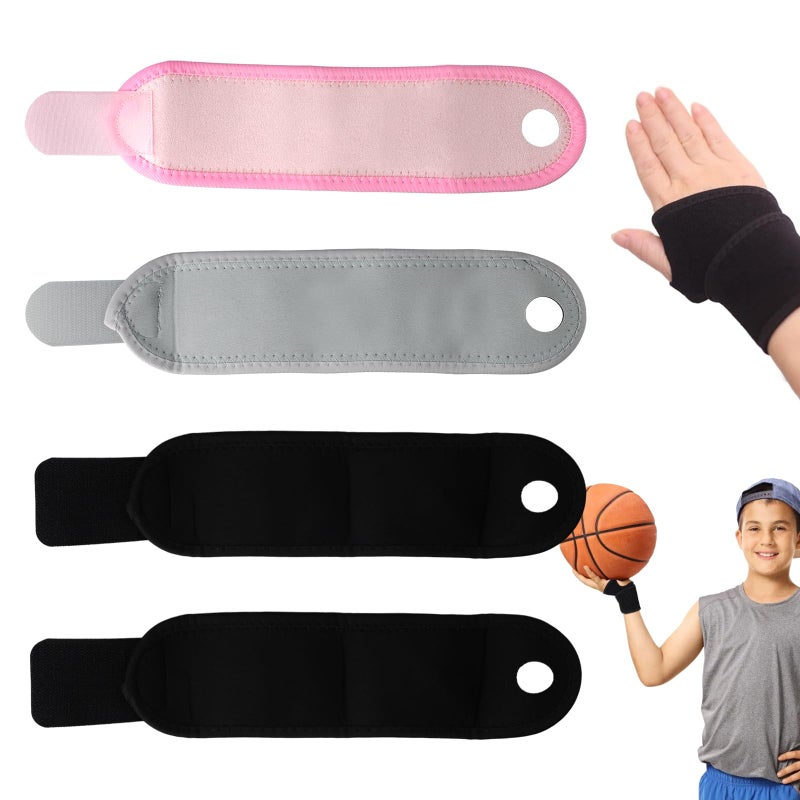 PKRFCJ Kids Wrist Brace 4 Pairs Youth Wrist Brace Night Support with Adjustable Compression Straps for Children is Sports, Sleeping (Black*2+Pink*1+Gray*1) - Image 1