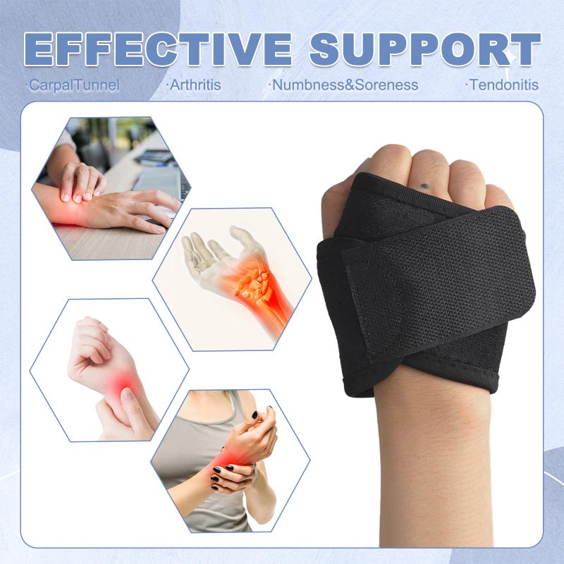 PKRFCJ Kids Wrist Brace 4 Pairs Youth Wrist Brace Night Support with Adjustable Compression Straps for Children is Sports, Sleeping (Black*2+Pink*1+Gray*1) - Image 5