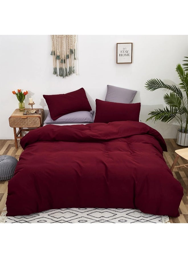 Generic Luxlovery Dark Red Comforter Set King Women Burgundy Bedding Comforter Set Wine Red Maroon Blanket Quilts Modern Soft Breathable Solid Claret Crimson Bedding Set for Adults Teens  - Image 3
