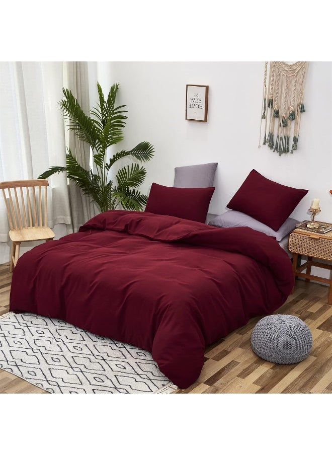 Generic Luxlovery Dark Red Comforter Set King Women Burgundy Bedding Comforter Set Wine Red Maroon Blanket Quilts Modern Soft Breathable Solid Claret Crimson Bedding Set for Adults Teens  - Image 4