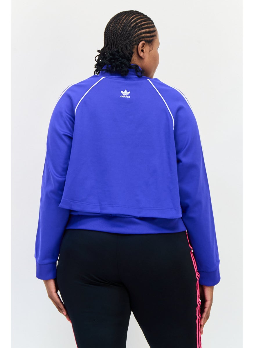 adidas Originals Women Plus Size Long Sleeve Outdoor Sweatshirt, Blue  - Image 3