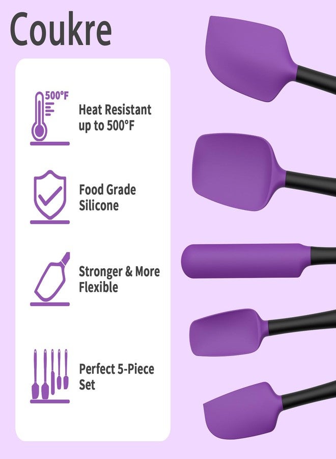 Coukre Silicone Spatula Set of 5,High Temperature Resistant, Food Grade Silicone, Dishwasher Safe, for Baking, Cooking (Purple Black, Split-type) - Image 3