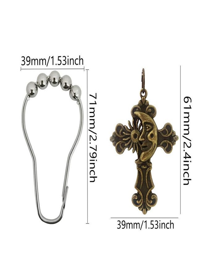 Generic 12-Piece Stainless Steel Cross Decorative Shower Curtain Hooks - Rust Proof, Bronze Finish, Bathroom, Bedroom, Dorm - Image 2