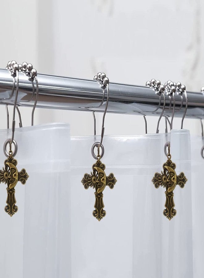 Generic 12-Piece Stainless Steel Cross Decorative Shower Curtain Hooks - Rust Proof, Bronze Finish, Bathroom, Bedroom, Dorm - Image 4