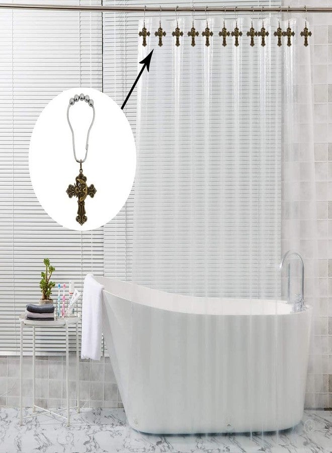Generic 12-Piece Stainless Steel Cross Decorative Shower Curtain Hooks - Rust Proof, Bronze Finish, Bathroom, Bedroom, Dorm - Image 5