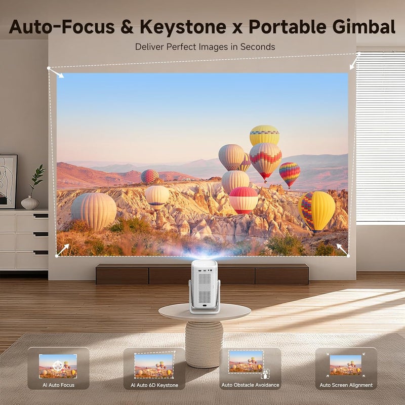 iSinbox [Short Throw/1500ANSI/Built in Apps] 4K Outdoor Projector with WiFi and Bluetooth, Auto Focus Projector with Dual-Mode Stand, Smart Portable Proyector with Netflix/YouTube/PrimeVideo & Dolby - Image 4