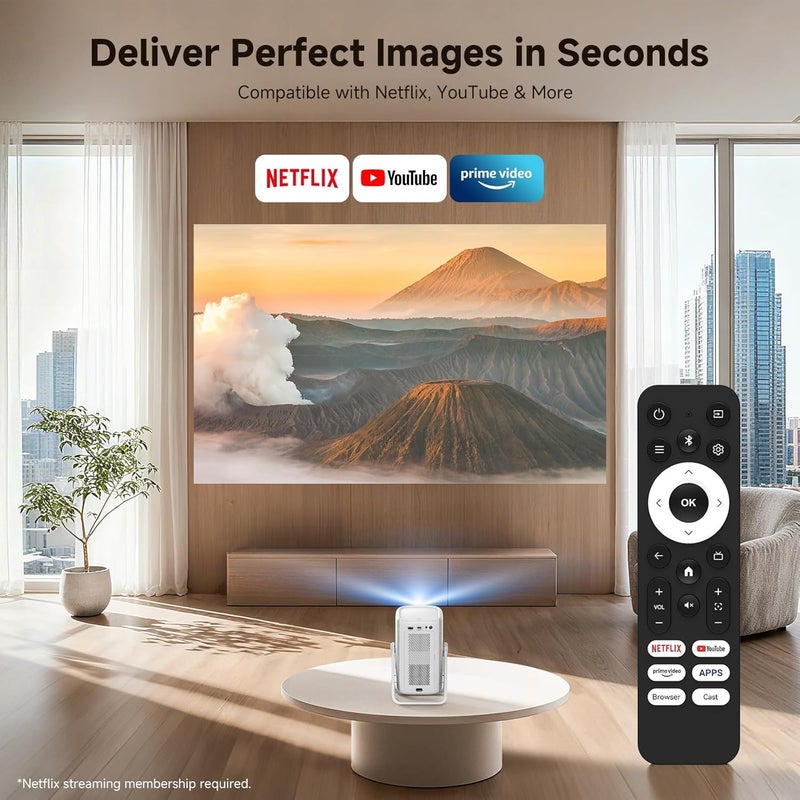 iSinbox [Short Throw/1500ANSI/Built in Apps] 4K Outdoor Projector with WiFi and Bluetooth, Auto Focus Projector with Dual-Mode Stand, Smart Portable Proyector with Netflix/YouTube/PrimeVideo & Dolby - Image 2
