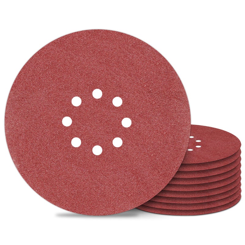 Awutzut 9 inch Sanding Discs 120 Grit 8 Holes Hook and Loop Sandpaper for Drywall Sander 10Pack