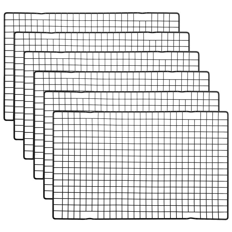 AKOLAFE 6 Pack Cooling Rack Stainless Steel 41x25cm Cooling Wire Rack Cake Cooling Rack Black Cooling Tray Oven Rack Large Wire Cooling Racks for Baking Cooling Dishwasher Safe