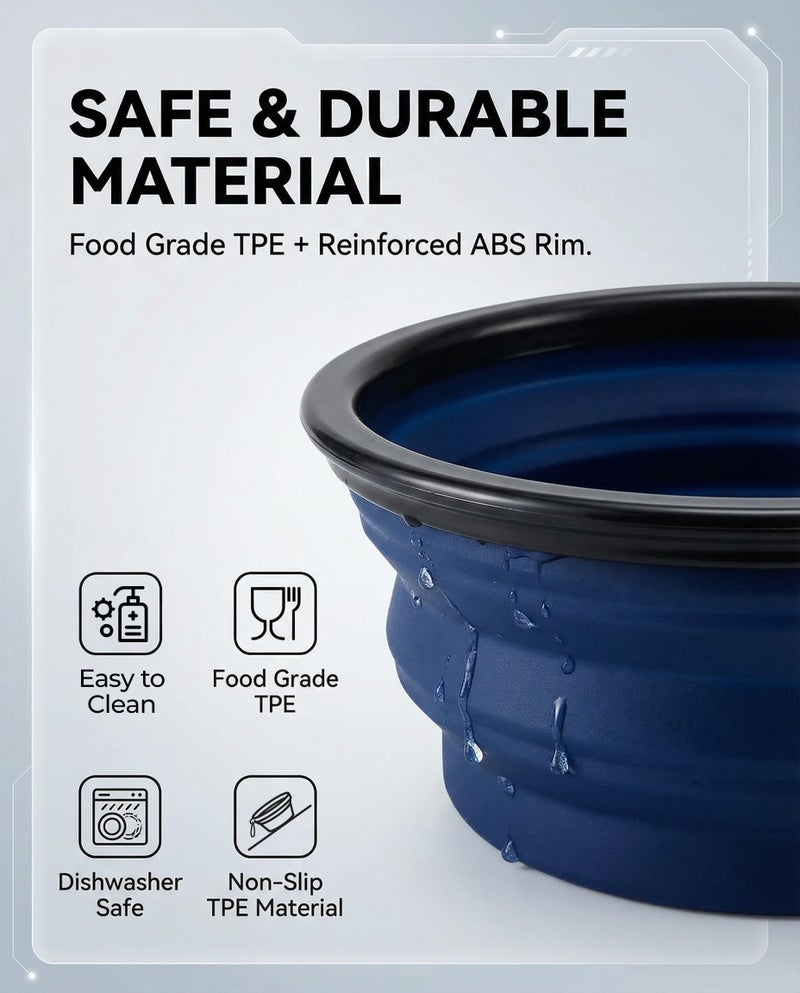Rest-Eazzzy 2-Pack Collapsible Dog Bowls for Travel - Upgraded TPE Portable Dog Water Bowl with Reinforced Rim - Dishwasher Safe Foldable Feeding Dish for Walking, Hiking, Camping - Image 5