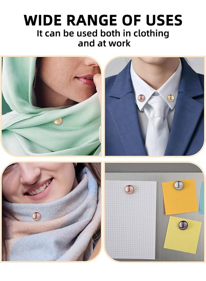 XIHIRCD 4pcs Hijab Magnetic Pins, Multi-Use Strong Hijab Magnets Pinless Brooch Round Style No-Snag Scarf Clasp for Women Clothes Shirts Scarves (Plating) - Image 5