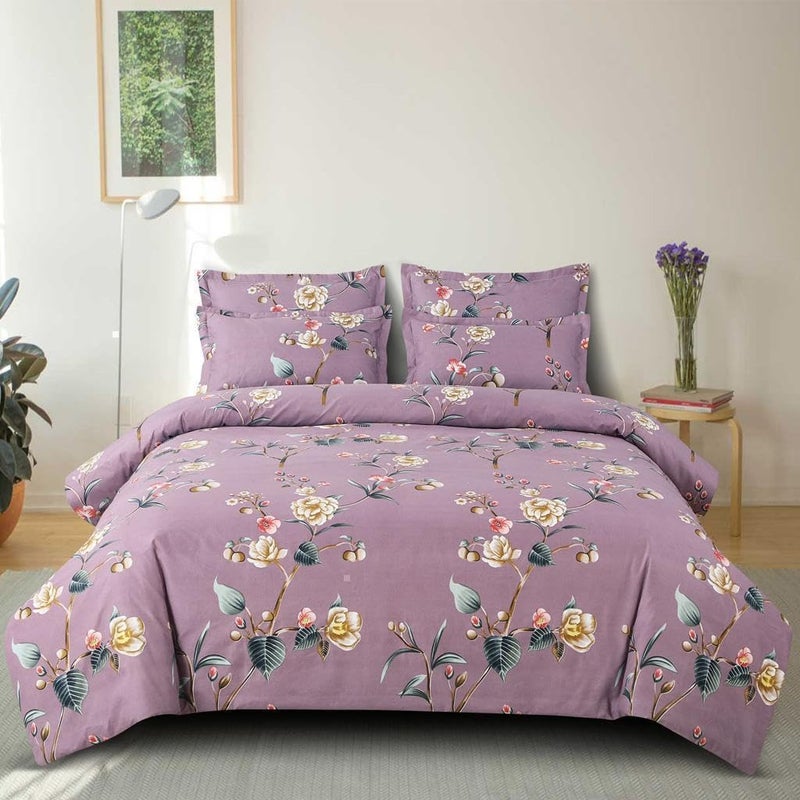 Laying Style™ 300TC Microfiber Glace Cotton AC Comforter Set King Size Double Bed with 1 Flat bedsheet-90x100 inch and 2 Pillow Covers II 4 pc Bedding Set-Multicolor - Image 4