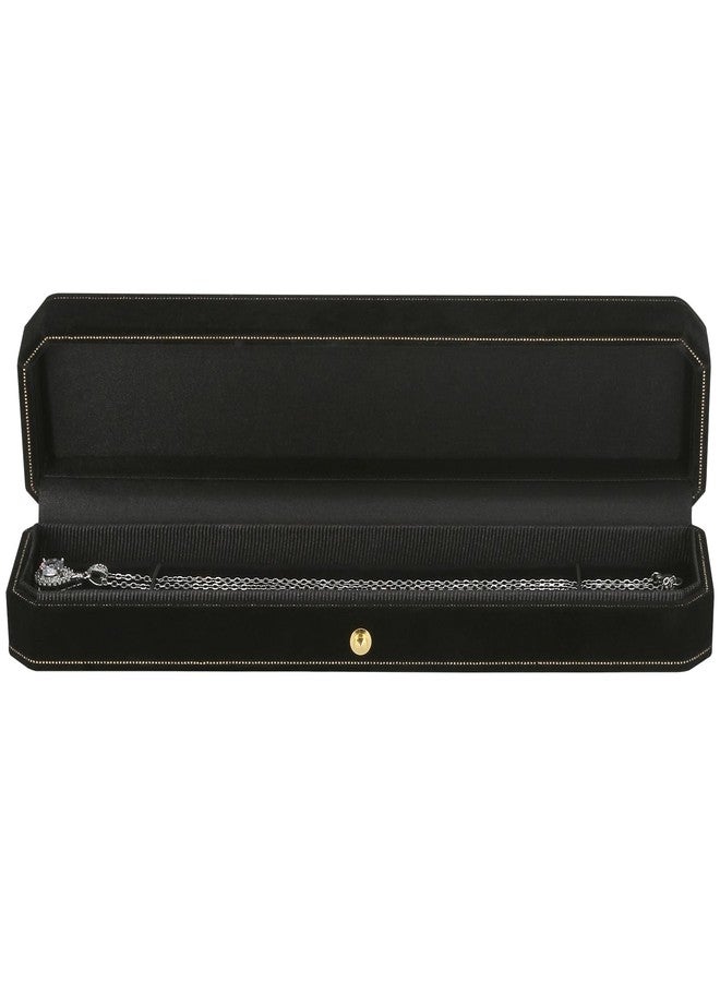 KUKUVR Velvet Necklace Pendant Gift Box, Premium Jewellry Bracelet Long Chain Holder Display Case for Wedding Engagement Birthday Anniversary Ceremony for Women (Black) - Image 4