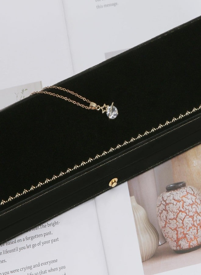 KUKUVR Velvet Necklace Pendant Gift Box, Premium Jewellry Bracelet Long Chain Holder Display Case for Wedding Engagement Birthday Anniversary Ceremony for Women (Black) - Image 5