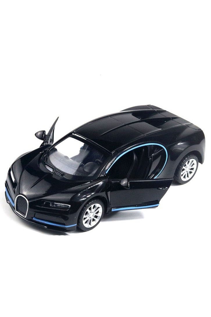 HALAMODO 1:36 Alloy Sports Car Model , Pull-Back Toy Car , Model Car for Kids Boy Girl Gift , Collectible Display ,Black/Blue 12 cm*5 cm*3 cm - Image 3