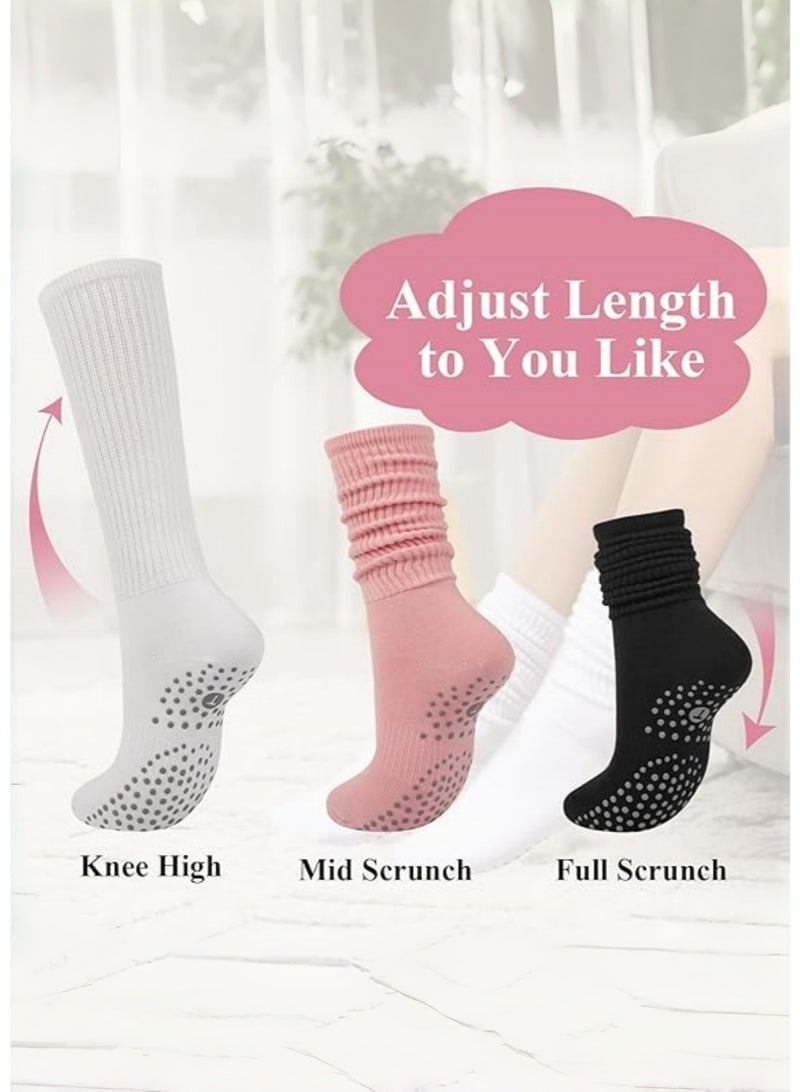 JoyousSto 3 Pairs Grip Pilates Socks for Women, Non-Slip Yoga Slouch Socks for Barre, Comfortable Slipper Socks for Hospital, Workout, Ideal for Exercise, Fitness, and Relaxation - Image 3