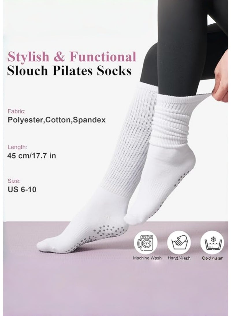 JoyousSto 3 Pairs Grip Pilates Socks for Women, Non-Slip Yoga Slouch Socks for Barre, Comfortable Slipper Socks for Hospital, Workout, Ideal for Exercise, Fitness, and Relaxation - Image 4