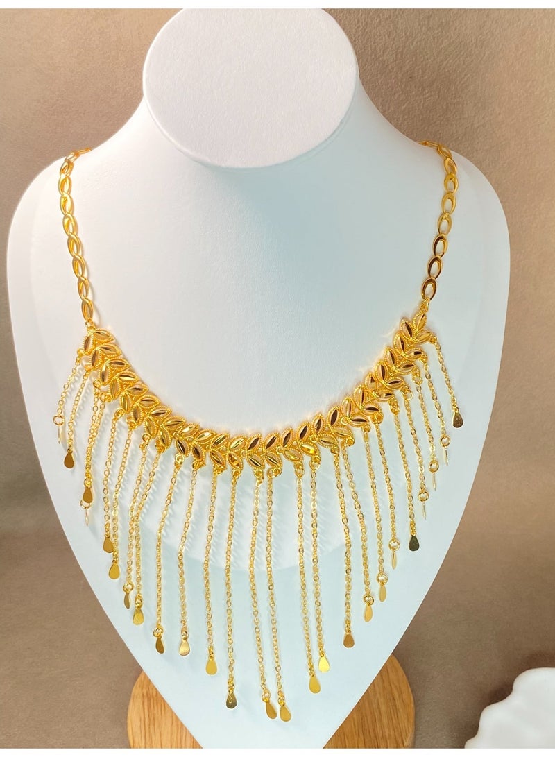 Fashionable women's 22K gold-plated tassel pendant necklace versatile wedding party jewelry - Image 3