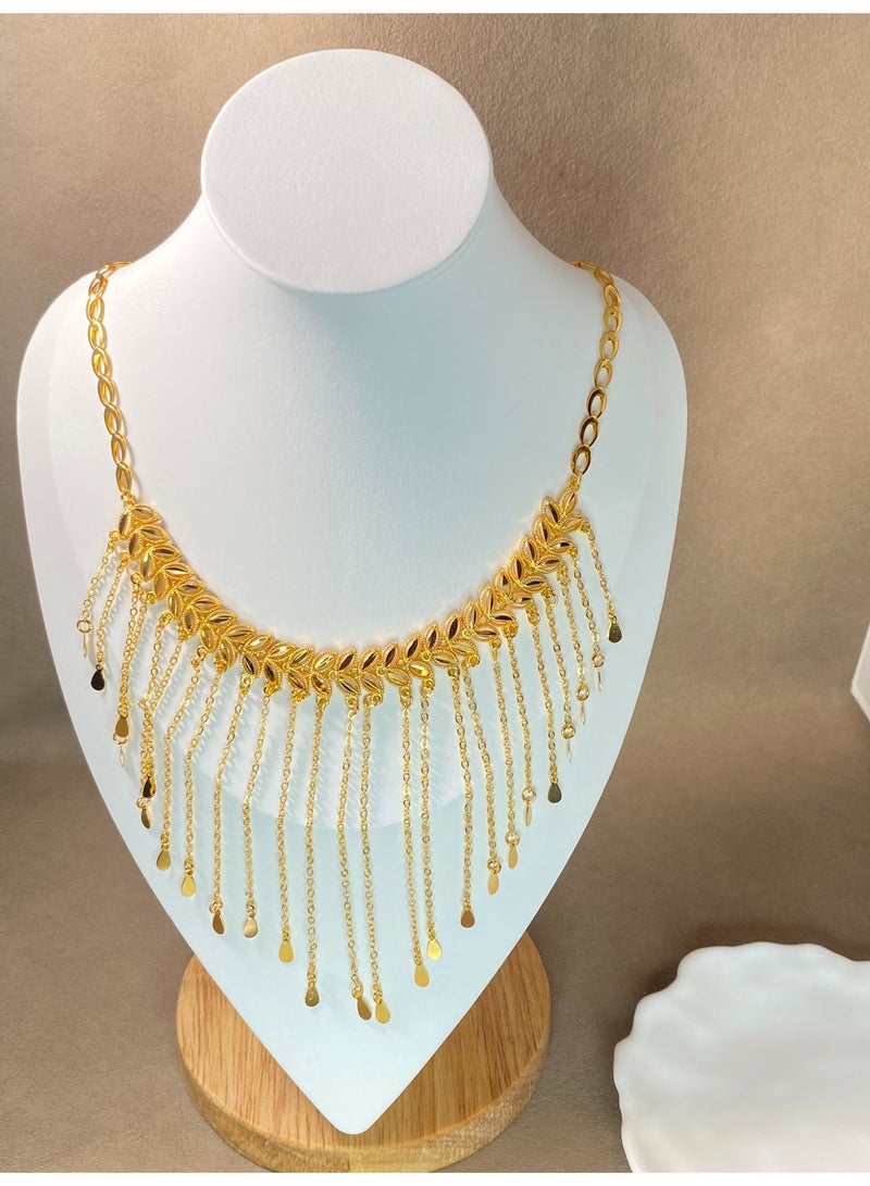 Fashionable women's 22K gold-plated tassel pendant necklace versatile wedding party jewelry - Image 2