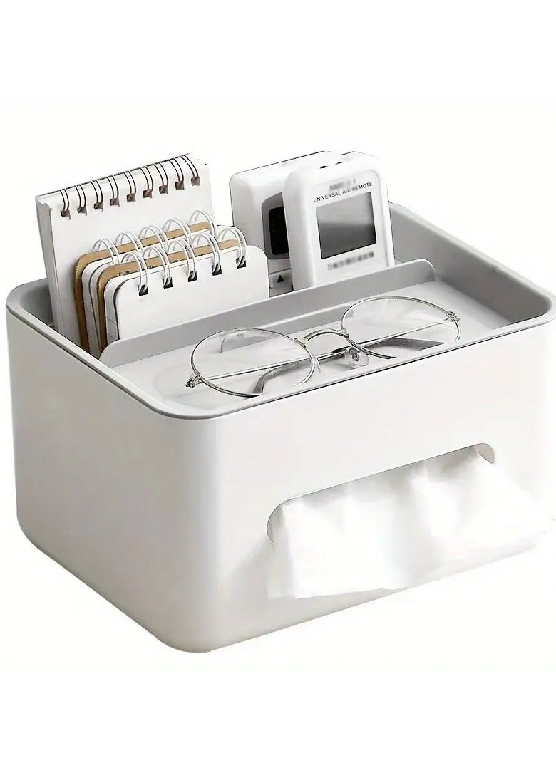 صندوق تخزين المناديل الإبداعي: حامل مناديل بفتحة سحب، منظم متعدد الوظائف لغرفة المعيشة وغرفة النوم والمشاهد الأخرى، صندوق تخزين لطاولة القهوة والمكتب، تنظيم تخزين المكتب - Image 5