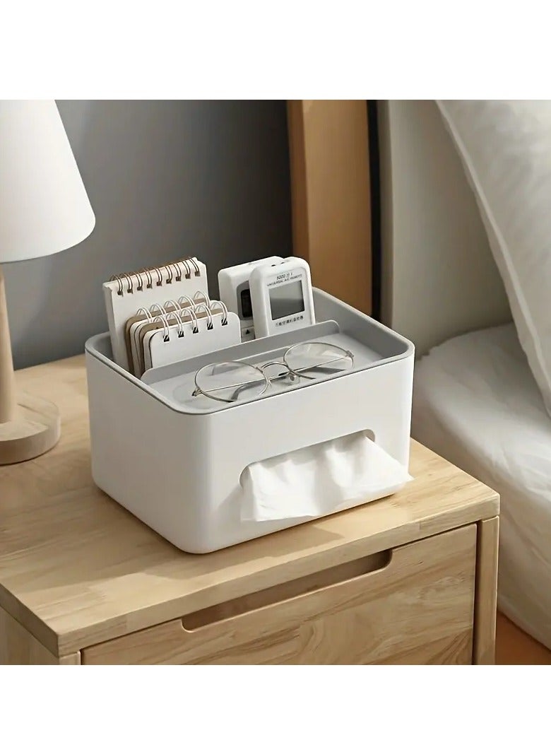 صندوق تخزين المناديل الإبداعي: حامل مناديل بفتحة سحب، منظم متعدد الوظائف لغرفة المعيشة وغرفة النوم والمشاهد الأخرى، صندوق تخزين لطاولة القهوة والمكتب، تنظيم تخزين المكتب - Image 1