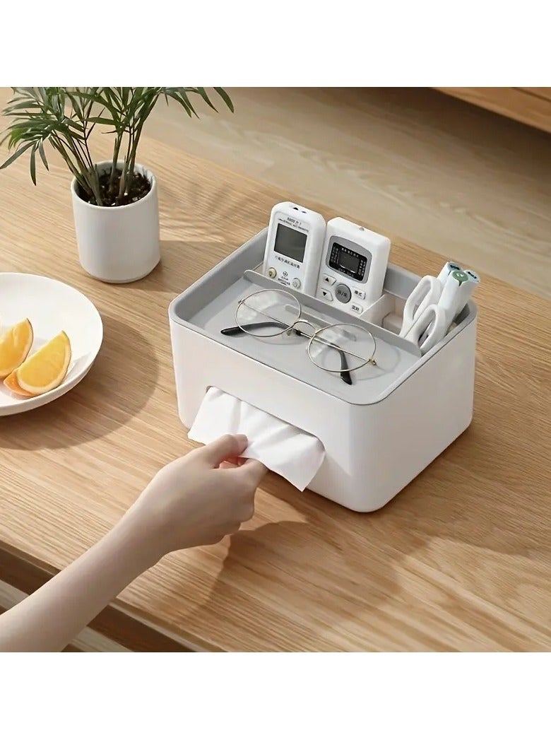 صندوق تخزين المناديل الإبداعي: حامل مناديل بفتحة سحب، منظم متعدد الوظائف لغرفة المعيشة وغرفة النوم والمشاهد الأخرى، صندوق تخزين لطاولة القهوة والمكتب، تنظيم تخزين المكتب - Image 2