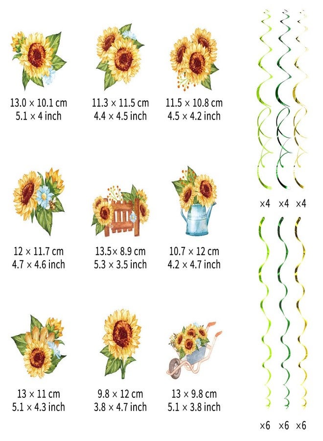 Kinyanco 30CT Sunflower Hanging Swirls Decorations Spring Summer Sun Flower Foil Swirls Sunflowers Ceiling Streamers for Birthday Baby Shower Bedroom Classroom Decor - Image 2