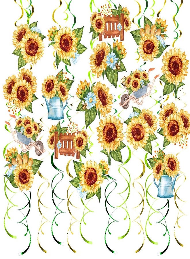 Kinyanco 30CT Sunflower Hanging Swirls Decorations Spring Summer Sun Flower Foil Swirls Sunflowers Ceiling Streamers for Birthday Baby Shower Bedroom Classroom Decor - Image 1