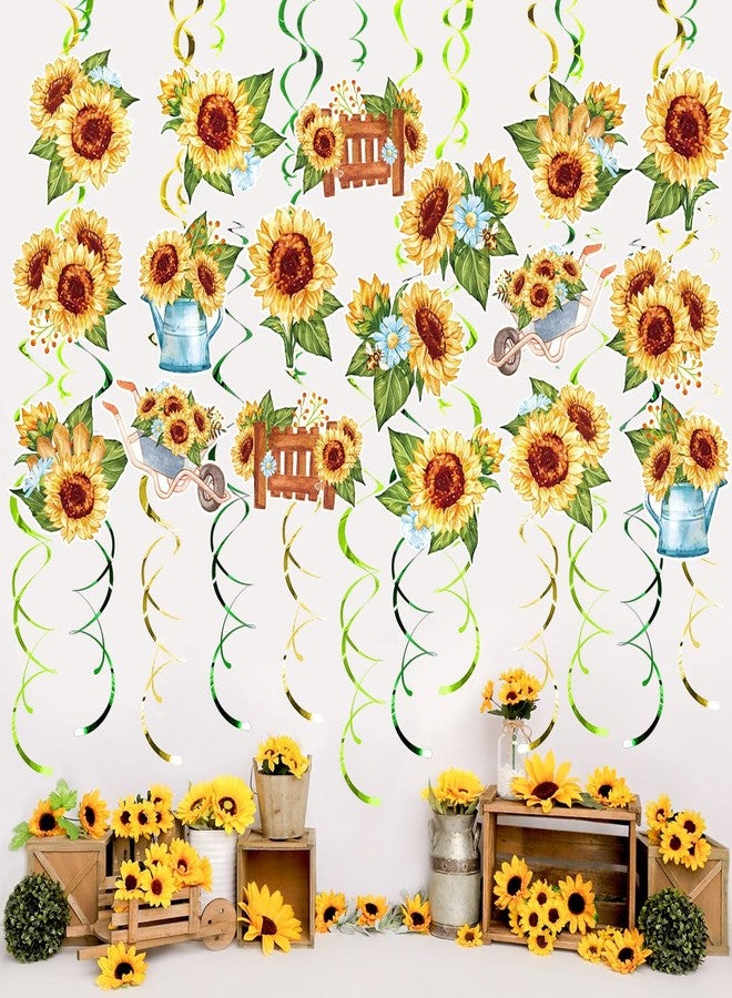 Kinyanco 30CT Sunflower Hanging Swirls Decorations Spring Summer Sun Flower Foil Swirls Sunflowers Ceiling Streamers for Birthday Baby Shower Bedroom Classroom Decor - Image 5