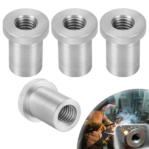 OywhC WeldOn Nut1213 Thread Long Threaded Stepped Female Weld Nut Steel Chassis Mount Tab Pack of 4 - Image 1