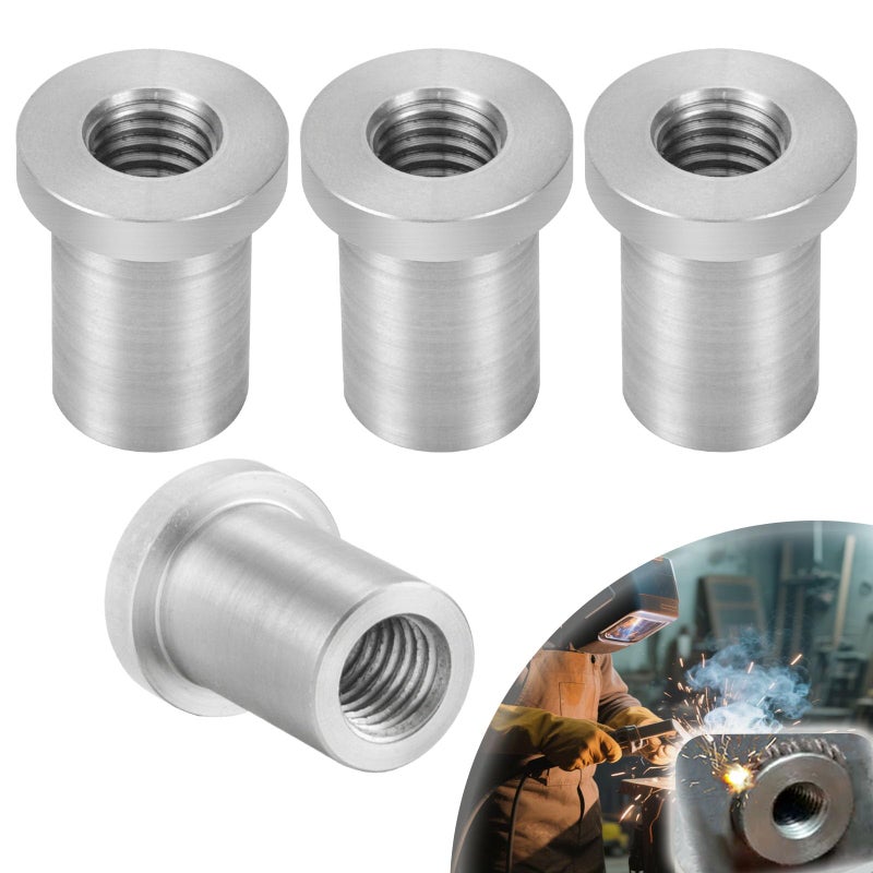OywhC WeldOn Nut1213 Thread Long Threaded Stepped Female Weld Nut Steel Chassis Mount Tab Pack of 4 - Image 3