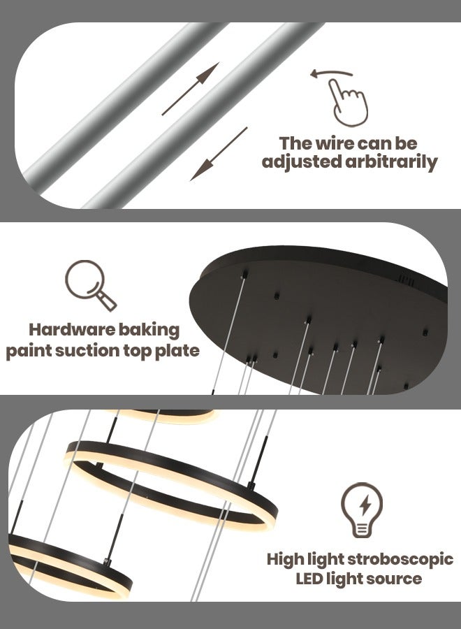 YATAI LIGHTING Modern Chandelier, Dimmable 6 Rings Chandelier Light Fixture Luxury Big LED Chandelier for High Ceiling Living Room Foyer,Contemporary Acrylic Modern LED Light Fixtures with Remote Controller  - Image 4