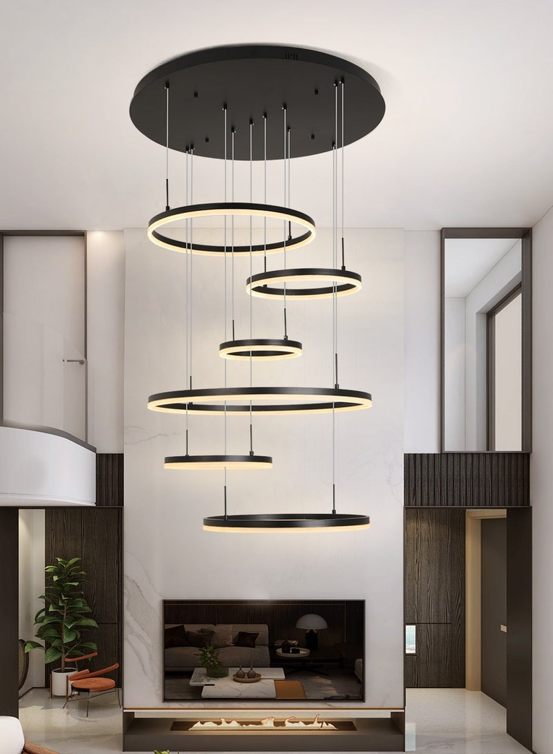 YATAI LIGHTING Modern Chandelier, Dimmable 6 Rings Chandelier Light Fixture Luxury Big LED Chandelier for High Ceiling Living Room Foyer,Contemporary Acrylic Modern LED Light Fixtures with Remote Controller  - Image 5