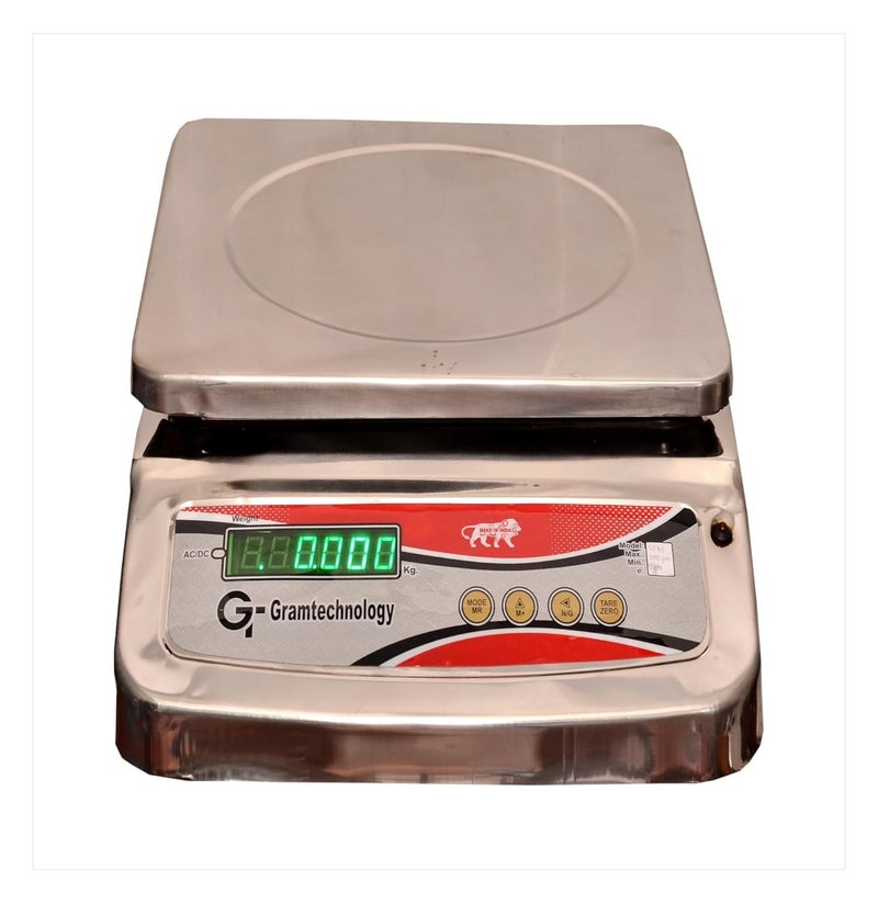 GRAMTECHNOLOGY Weighing Scale 50Kg X 2 Gram Ss Weight Machine For Shop,Fruit Shop, Grocery Shore, Factory And Much More 30Kg + 20Kg (FB), Silver - Image 1