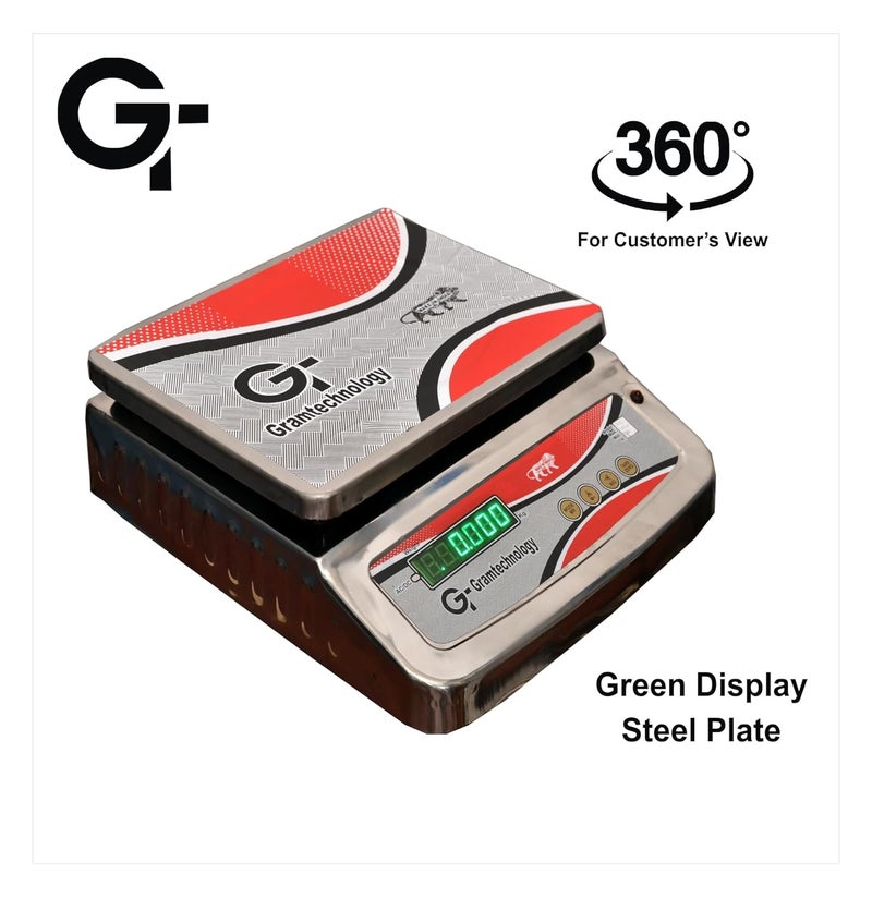 GRAMTECHNOLOGY Weighing Scale 50Kg X 2 Gram Ss Weight Machine For Shop,Fruit Shop, Grocery Shore, Factory And Much More 30Kg + 20Kg (FB), Silver - Image 4