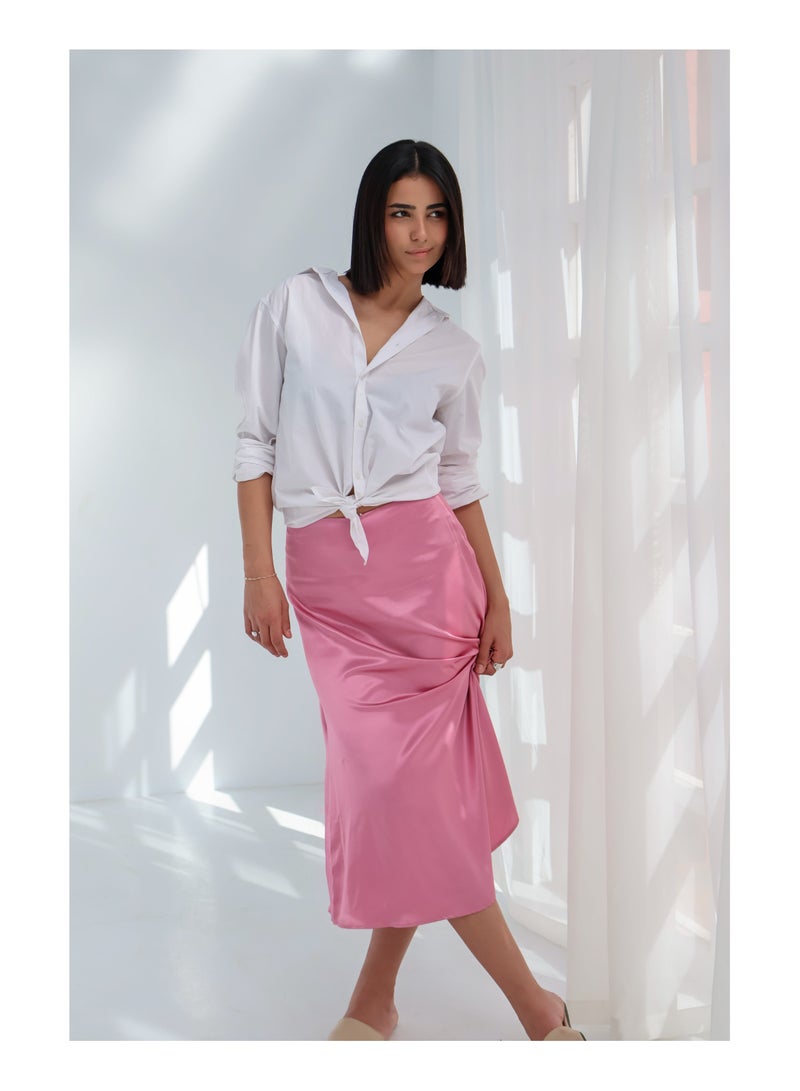 Pavo Pink Satin Skirt - Image 1