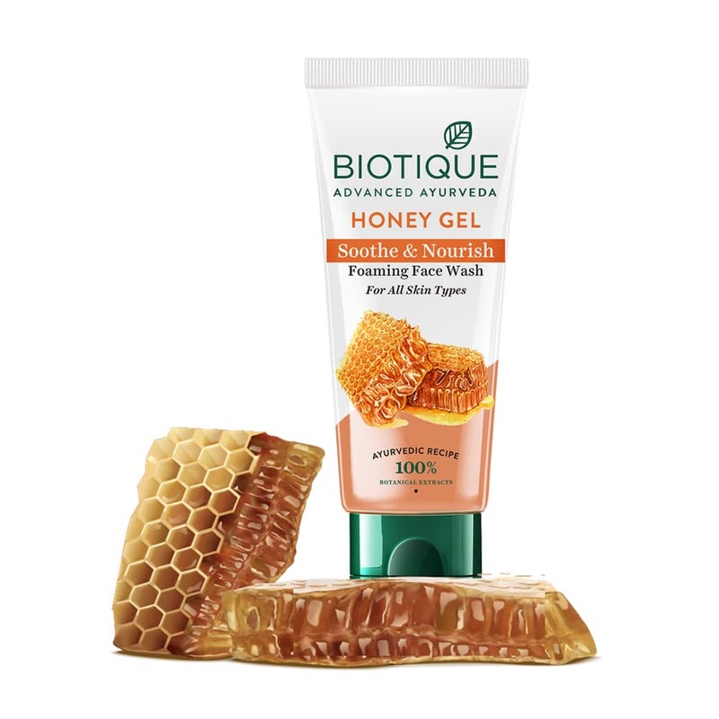 Biotique Bio Honey Gel Hydrating Face Wash For All Skin Types, 100 Ml 3.38 fl. Oz. I Enriched with Honey Powerful Cleanser, Boosts Skin Tone - Image 1