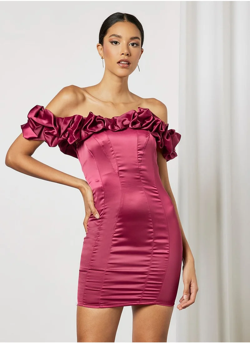 FEMME LUXE Ruffle Off-Shoulder Dress